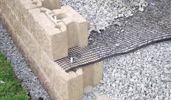 Geo-grid roll direction is from the wall toward the embankment, perpendicular to the wall face. Geo-grid